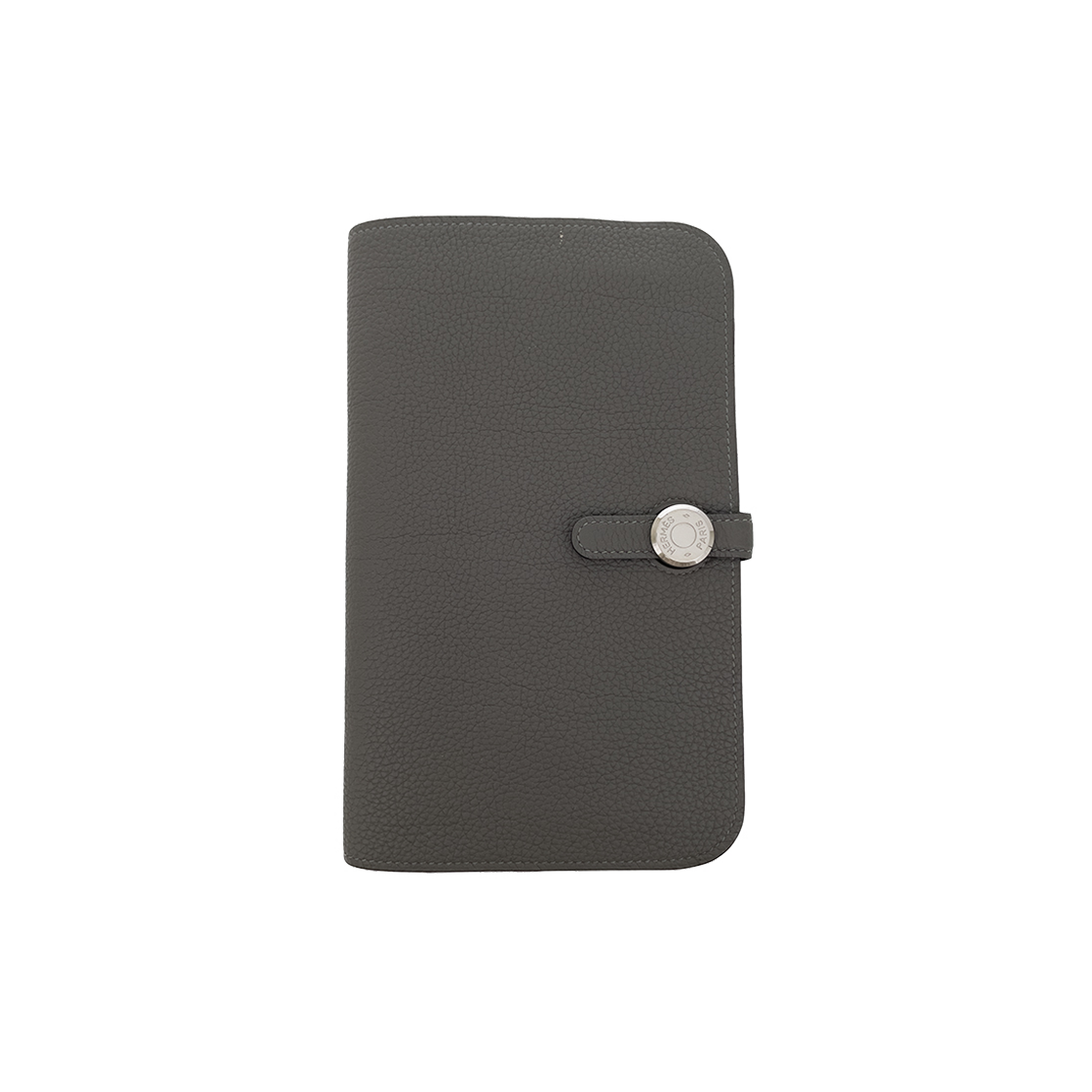 ITN56BEW7CPG Hermes Dogon Duo Long Wallet in Gris Meyer Silver Hardware