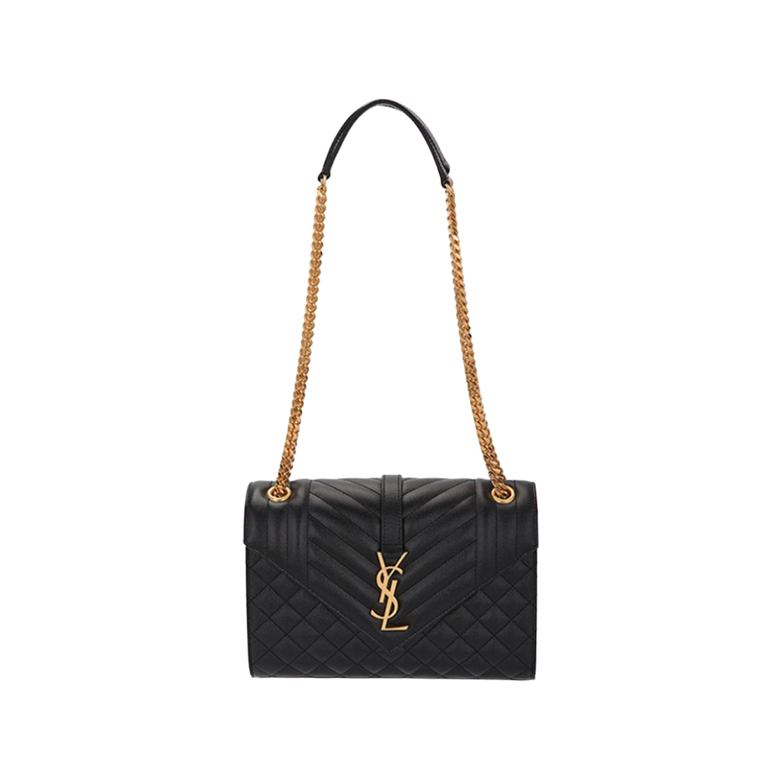 600185-BOW97-1000 Saint Laurent Envelope Medium Chain Bag Black