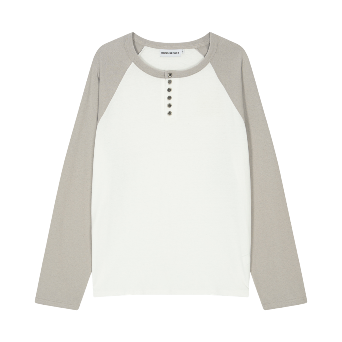호노 리포트 래글런 헨리넥 롱슬리브 베이지(Hono Report Raglan Henley neck Long Sleeve Beige)