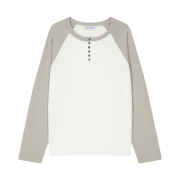 Hono Report Raglan Henley neck Long Sleeve Beige