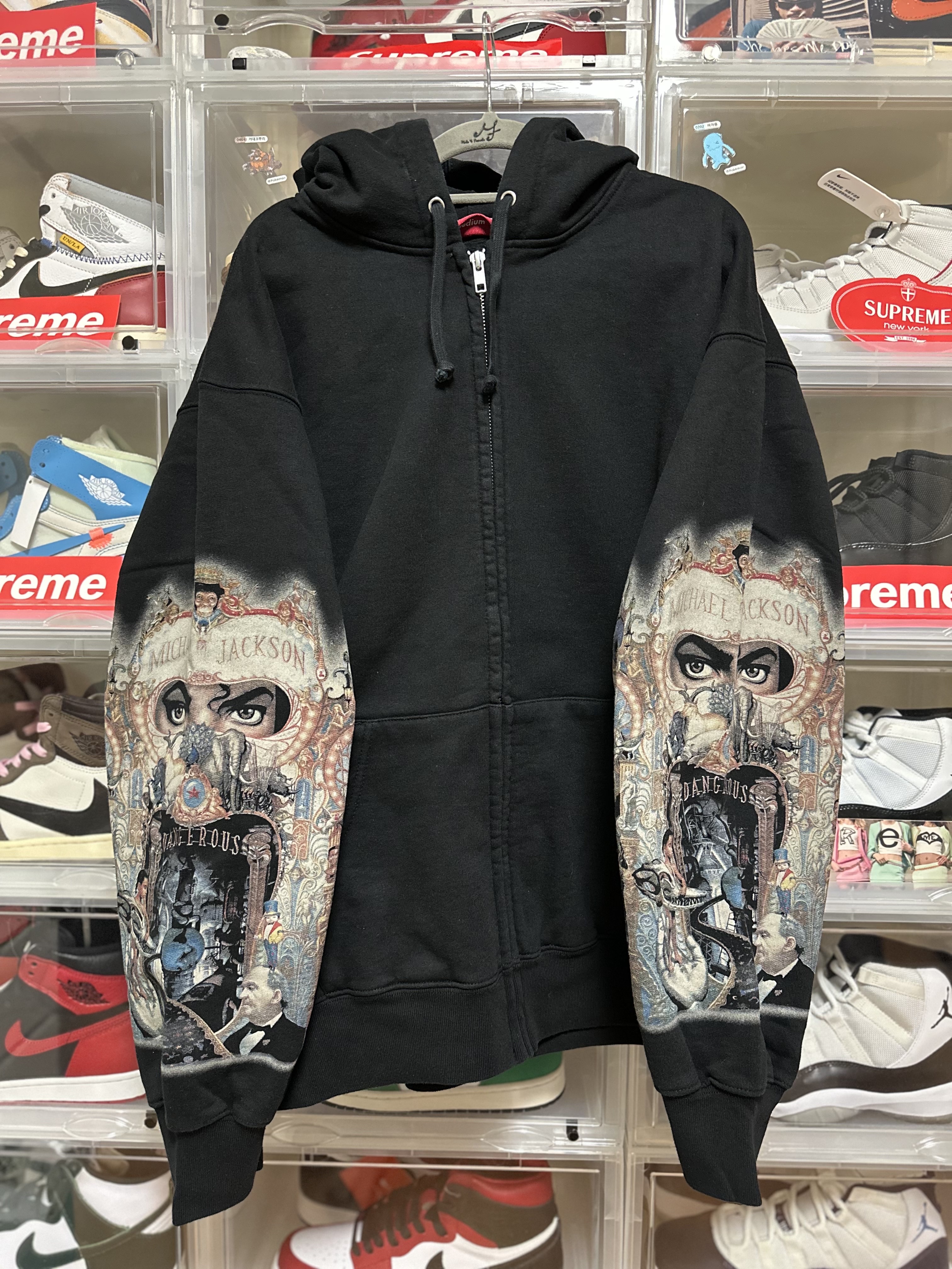 Supreme x Michael Jackson Dangerous Zip Up Hooded Sweatshirt Black - 25FW 착용 스타일 - 1