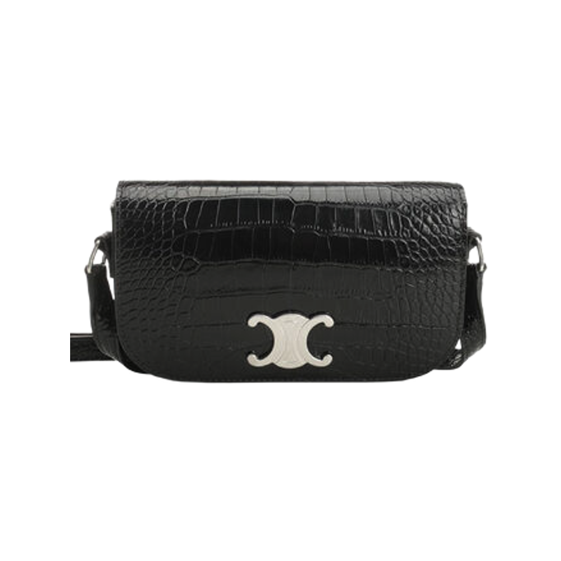 117893GSP 38SI 25F [15% 쿠폰] Celine Crocodile Embossing Small Crossbody Bag Black