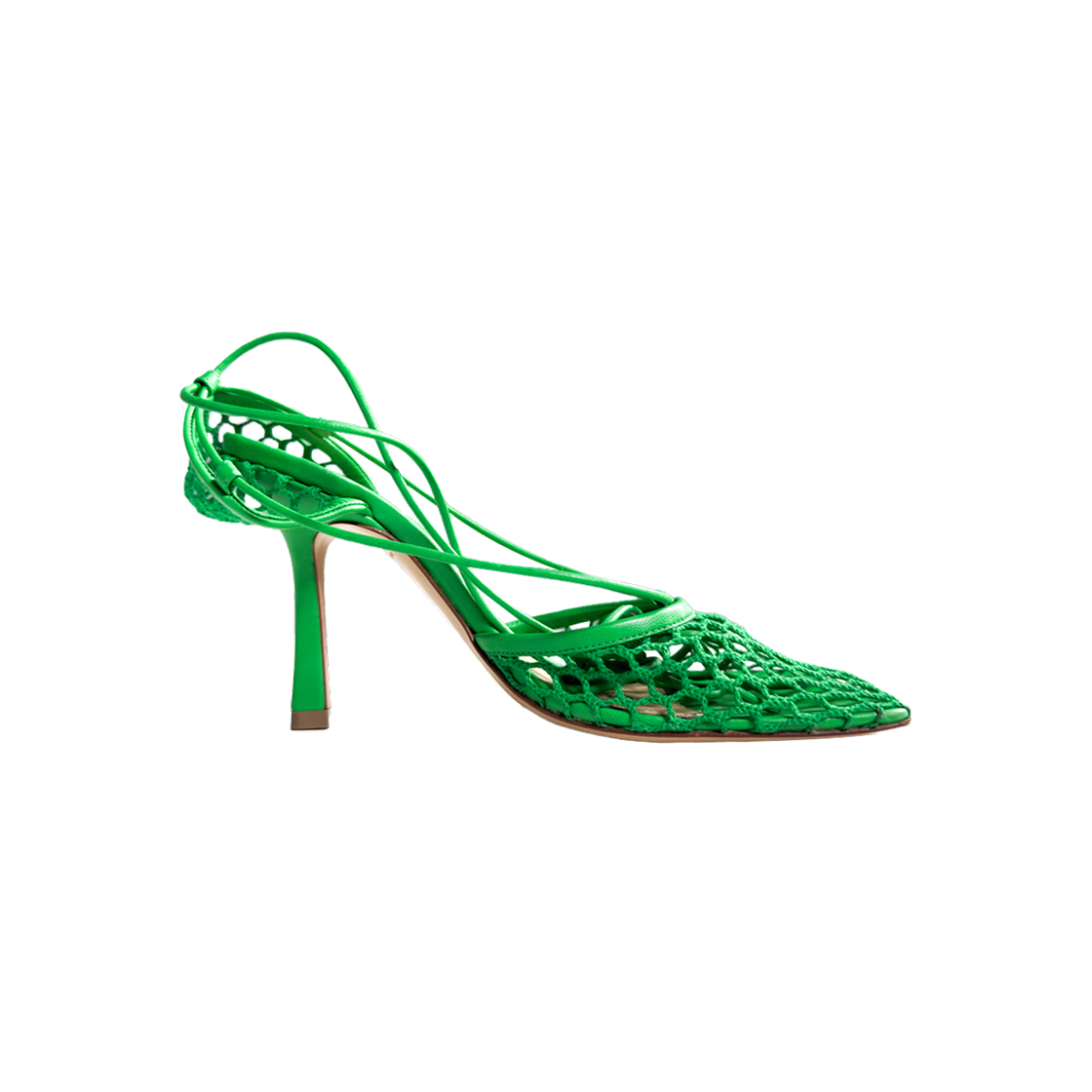 ITRPQJFT36S2 Bottega Veneta Women's Green Stretch Lace-Up Strap Pumps Sandals