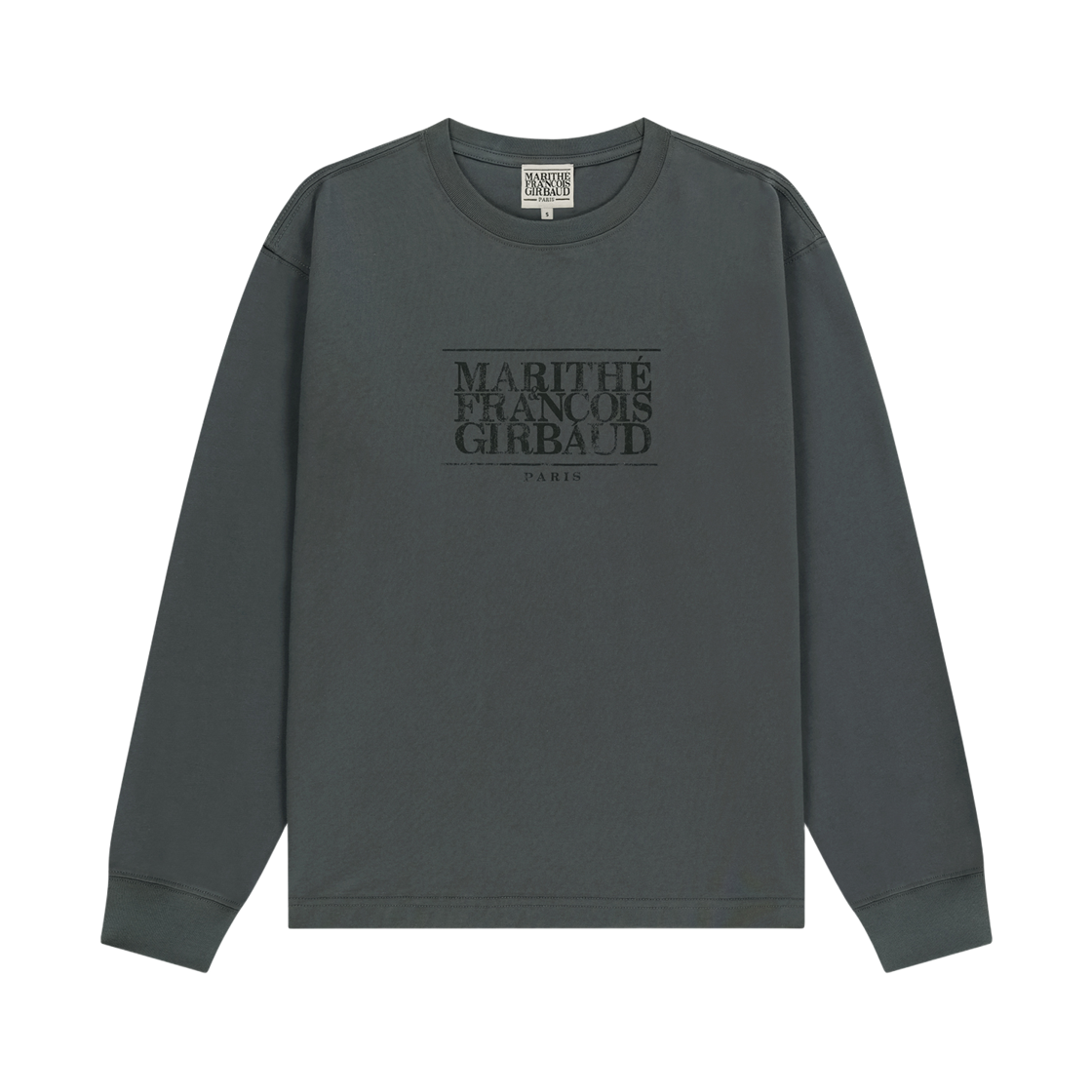 - Marithe Francois Girbaud Crack Classic Logo Long Sleeve T-Shirt Charcoal