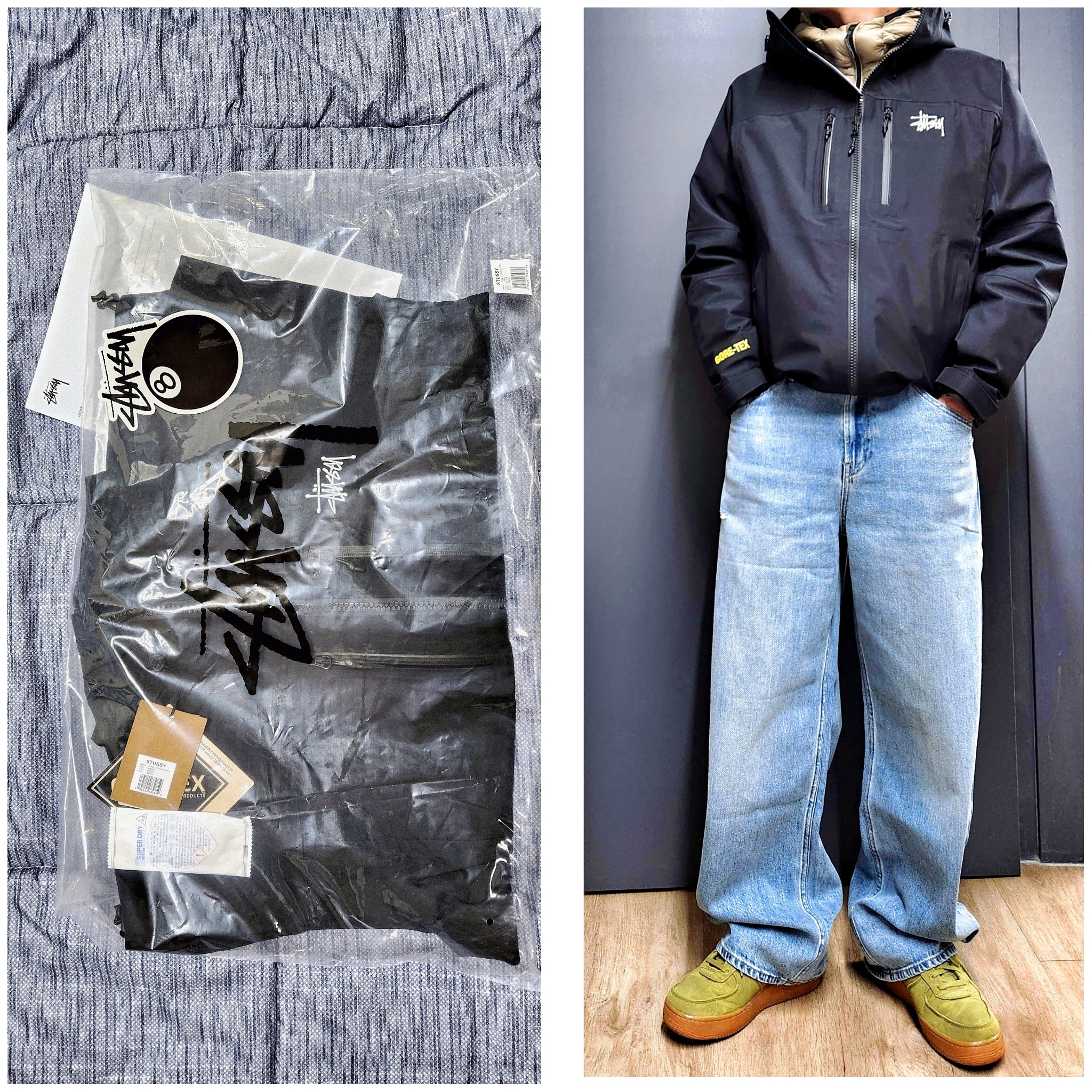 Stussy Gore-Tex Guide Shell Jacket Black, Timberland Premium 6 inch Waterproof Boot Wheat Nubuck - Wide 착용 스타일 - 2