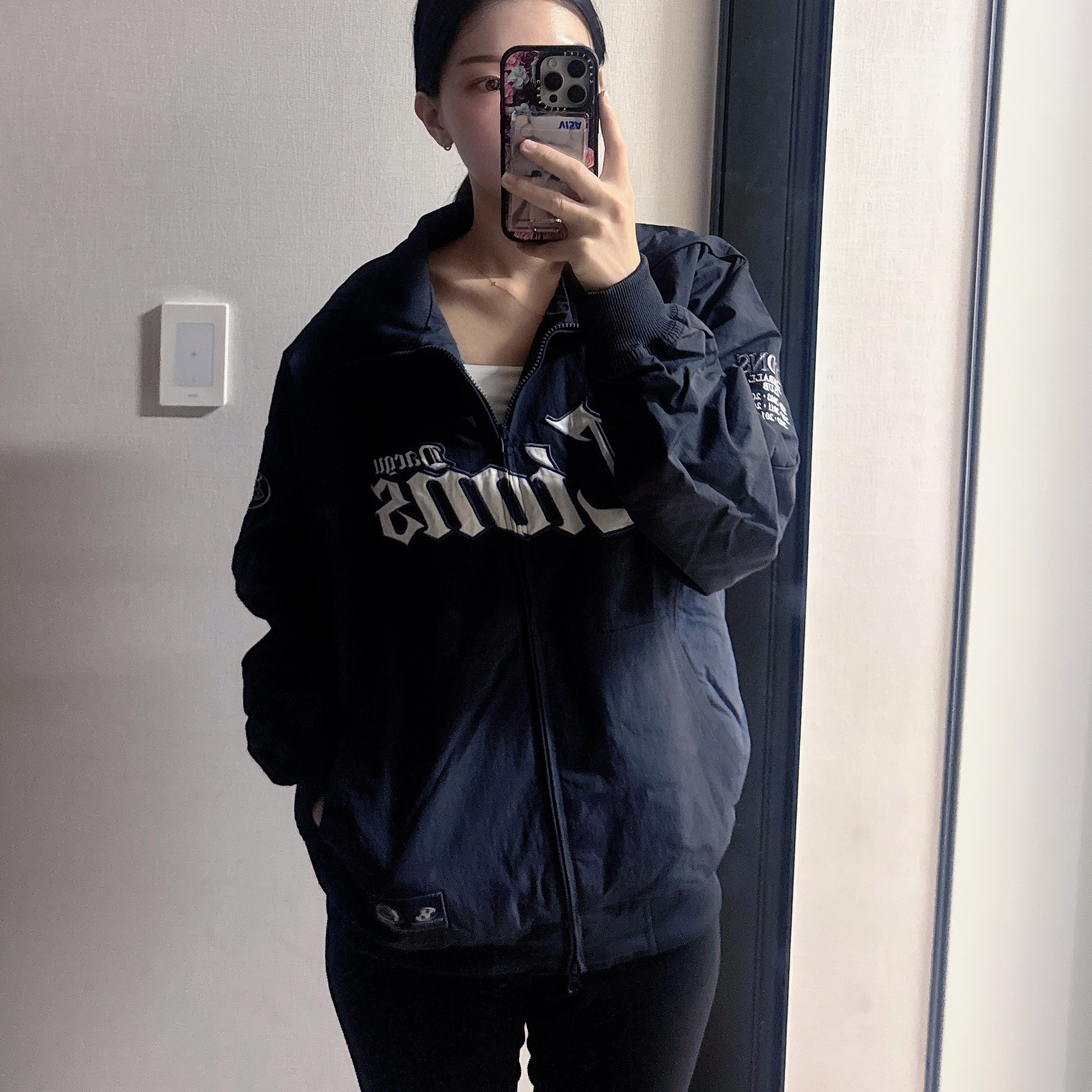 Sansan Gear x Samsung Lions Jacket Navy 착용 스타일