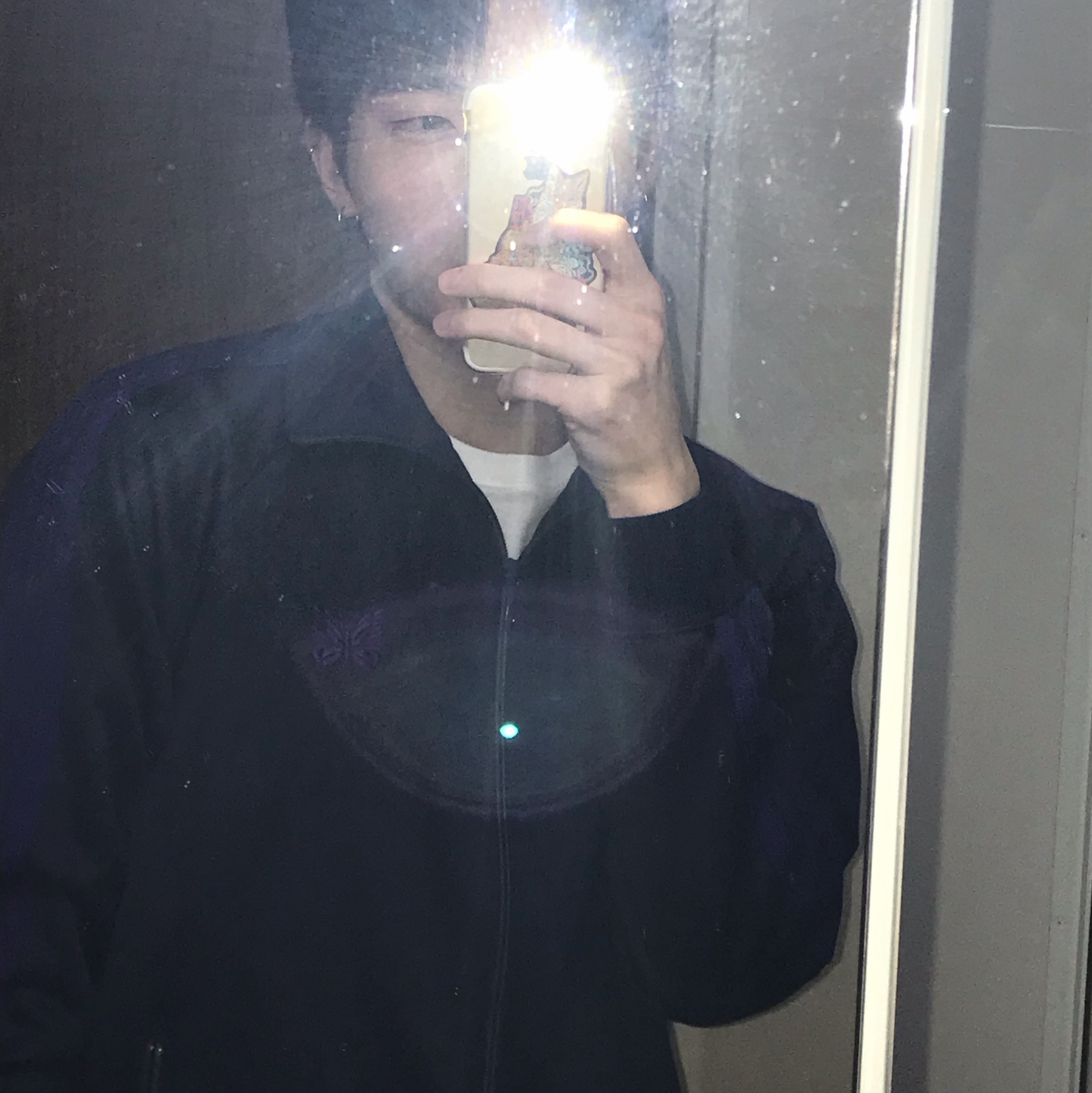Needles Track Jacket Poly Smooth Navy 착용 스타일 - 1