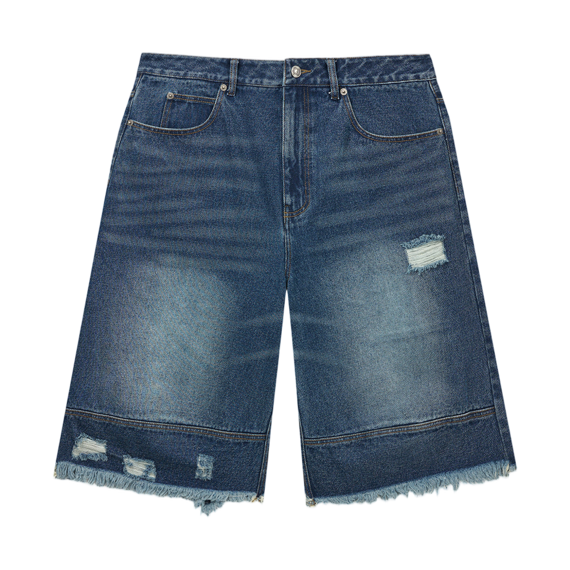 MK2611DN502HNA Matin Kim Destroyed Bermuda Denim Pants For Men In Navy