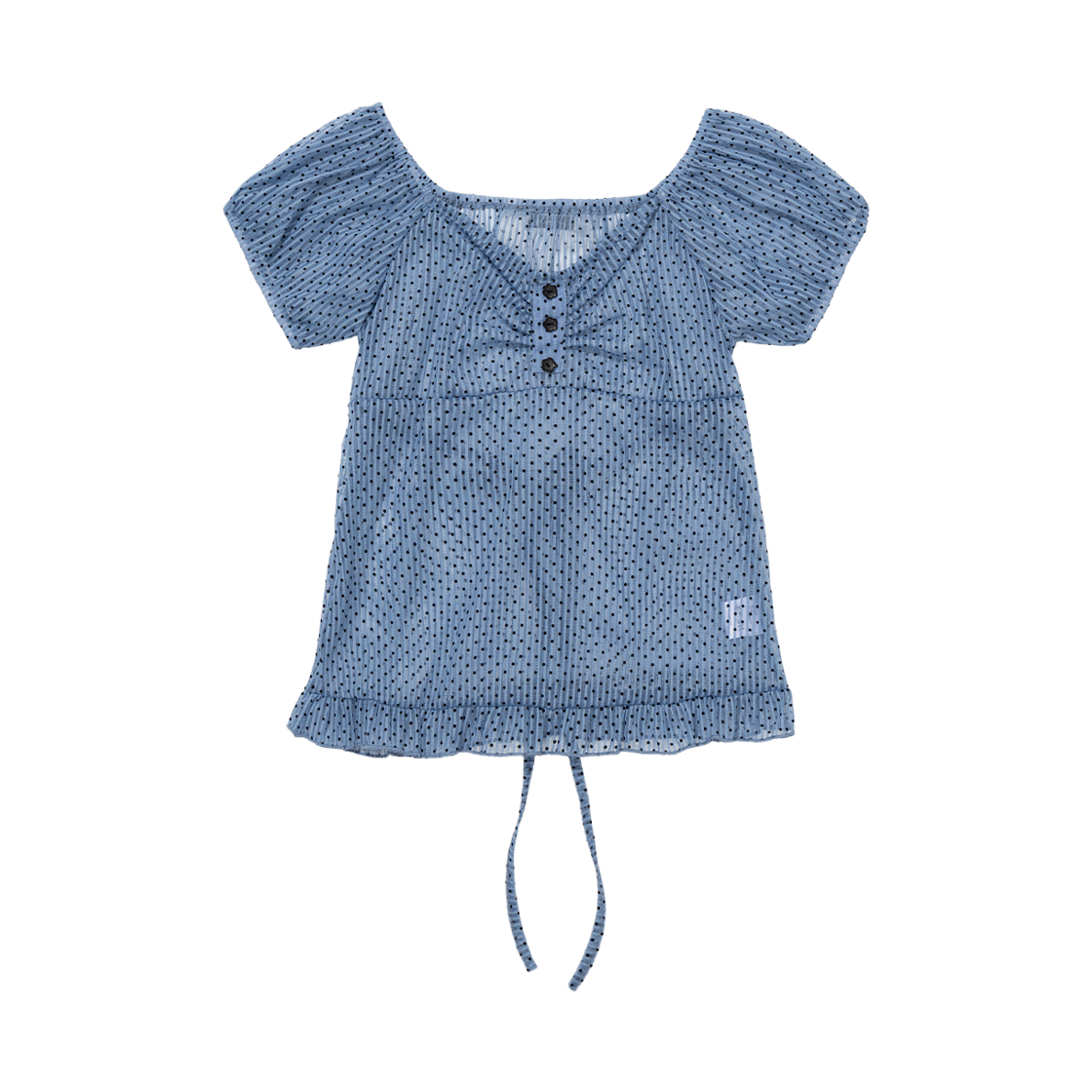 어글리쉐도우 도트 셔링 블라우스 블루(UGLYSHADOW Dot Shirring Blouse Blue)