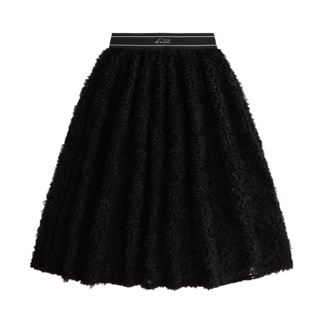 (W) 키스 포 리사 리나 러플 미디 스커트 블랙((W) Kith for Lisa Rina Ruffle Midi Skirt Black)