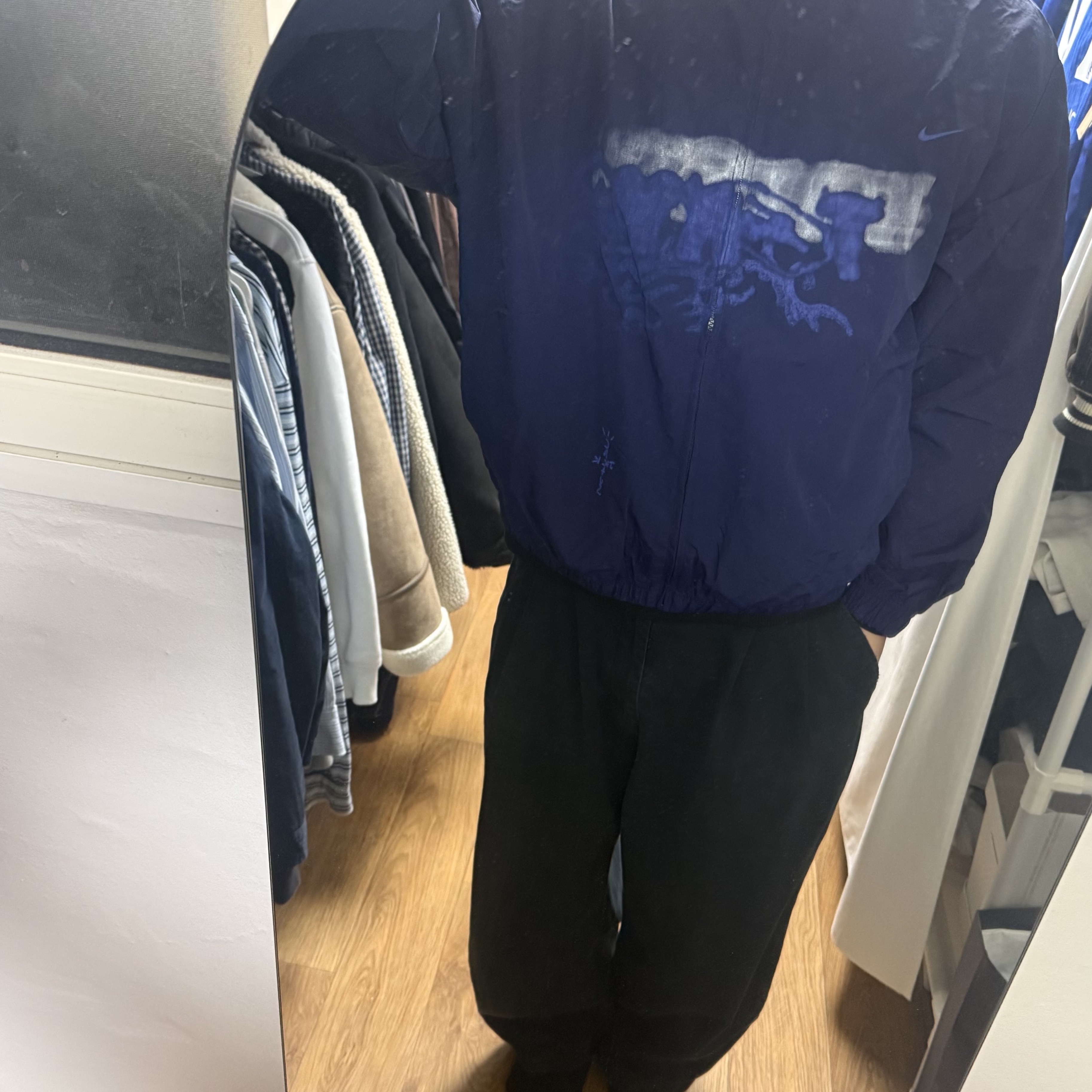 Travis Scott Cactus Jack x Fragment x Nike Tokyo Windbreaker Zip Jacket Navy 착용 스타일