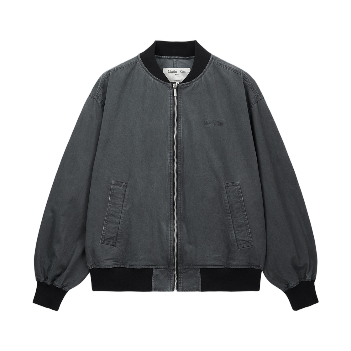 마뗑킴 빈티지 워시드 백 로고 점퍼 차콜(Matin Kim Vintage Washed Back Logo Jumper In Charcoal)