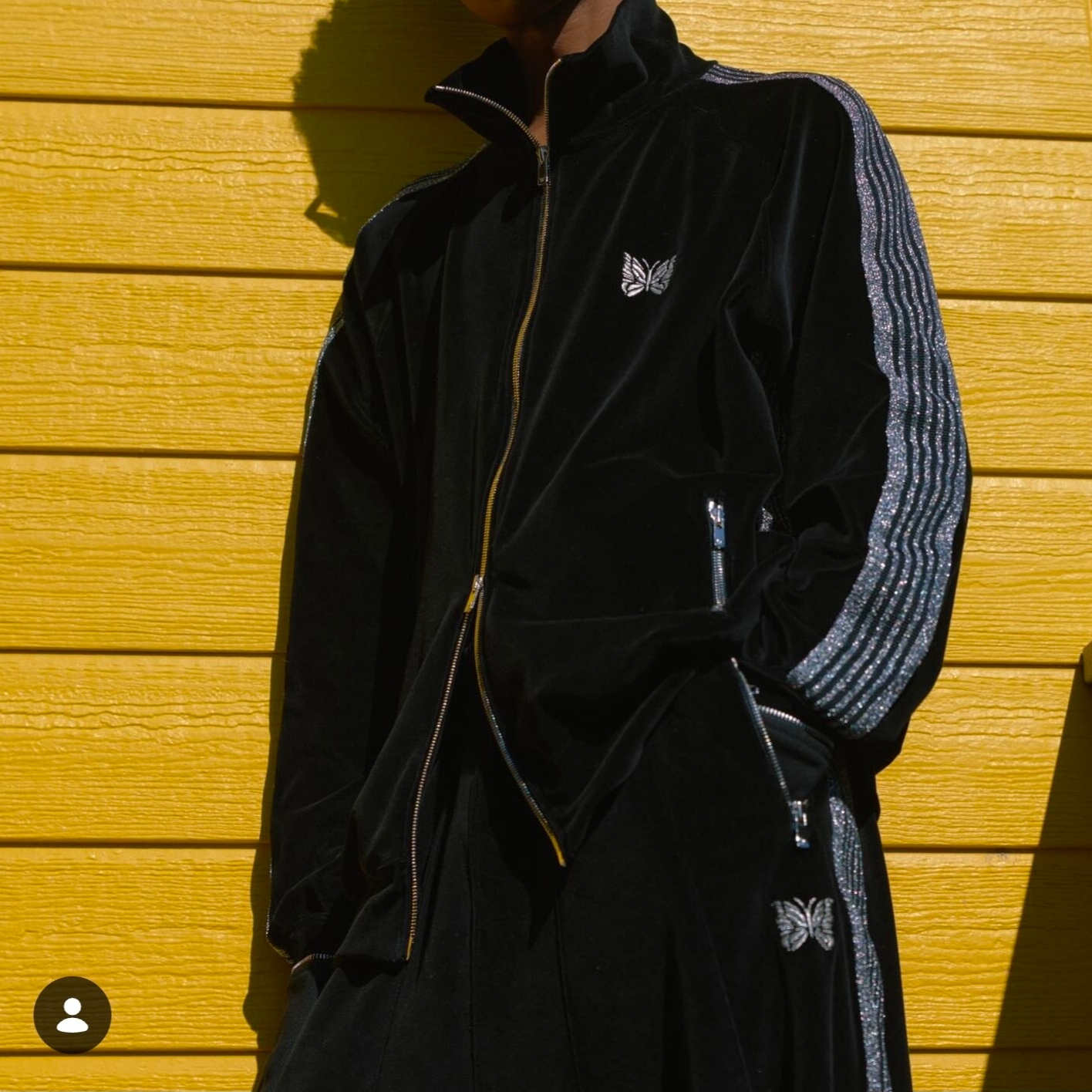 Needles x LHP Track Jacket C/PE Velour Black, Needles x LHP H.D. Track Pant C/PE Velour Black 착용 스타일 - 2
