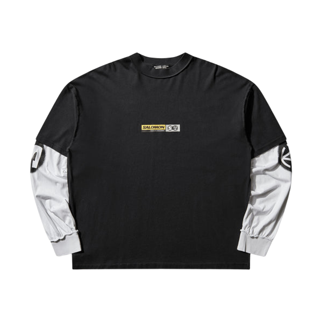 살로몬 x 슬램잼 롱슬리브 티셔츠 딥 블랙 화이트(Salomon x Slam Jam Longsleeve T-Shirt Deep Black White)