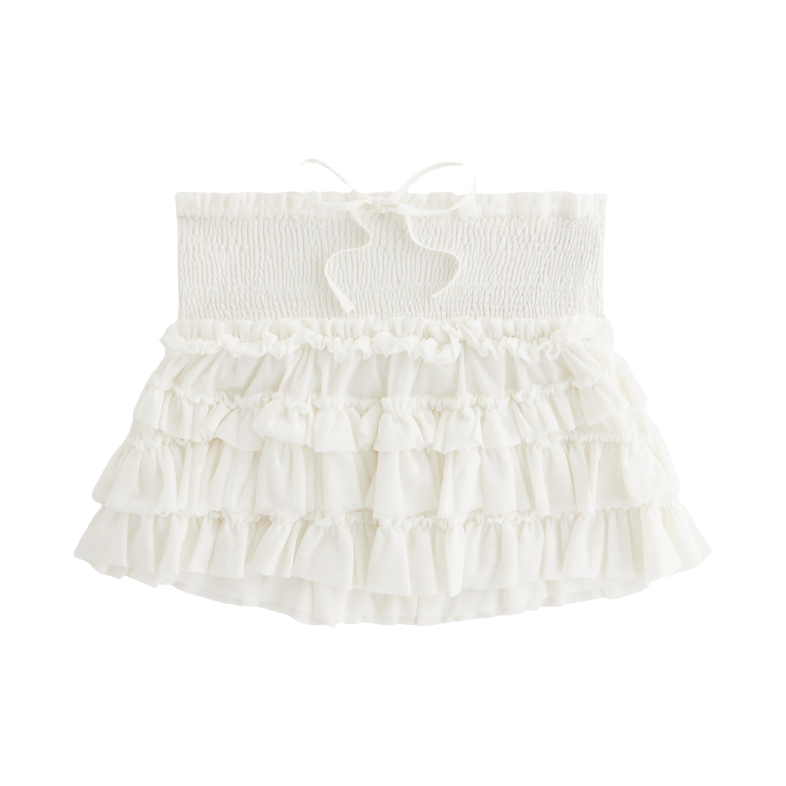 (W) 키스 포 리사 마리코 메쉬 러플 미니 스커트 화이트((W) Kith for Lisa Mariko Mesh Ruffle Mini Skirt White)