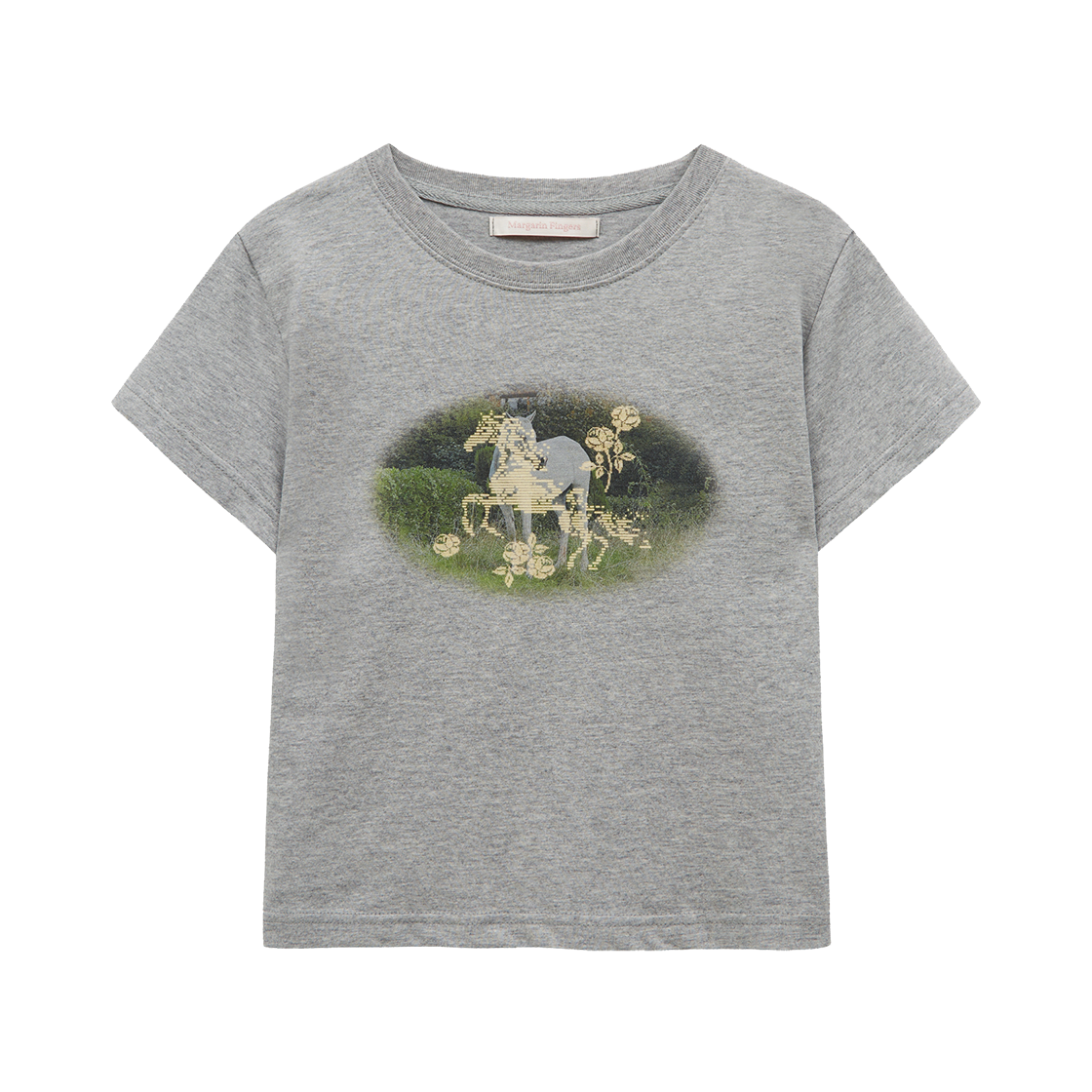 마가린핑거스 로즈 포니 티셔츠 멜란지(Margarin Fingers Rose Pony T-Shirt Melange)