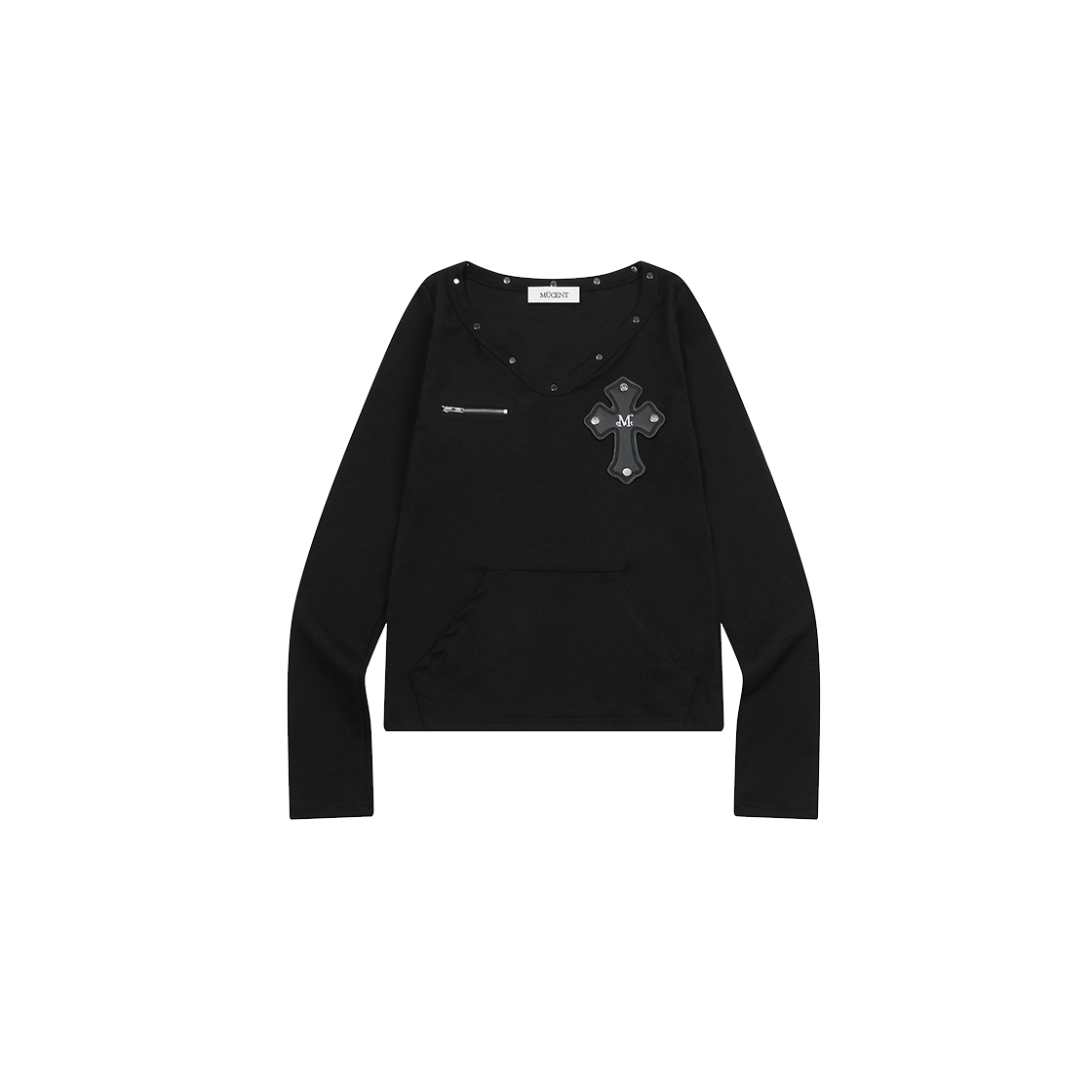 무센트 데본 브이넥 긴팔 티 (2컬러) 블랙(MUCENT Devon V-neck Long Sleeve T (2Color) Black)