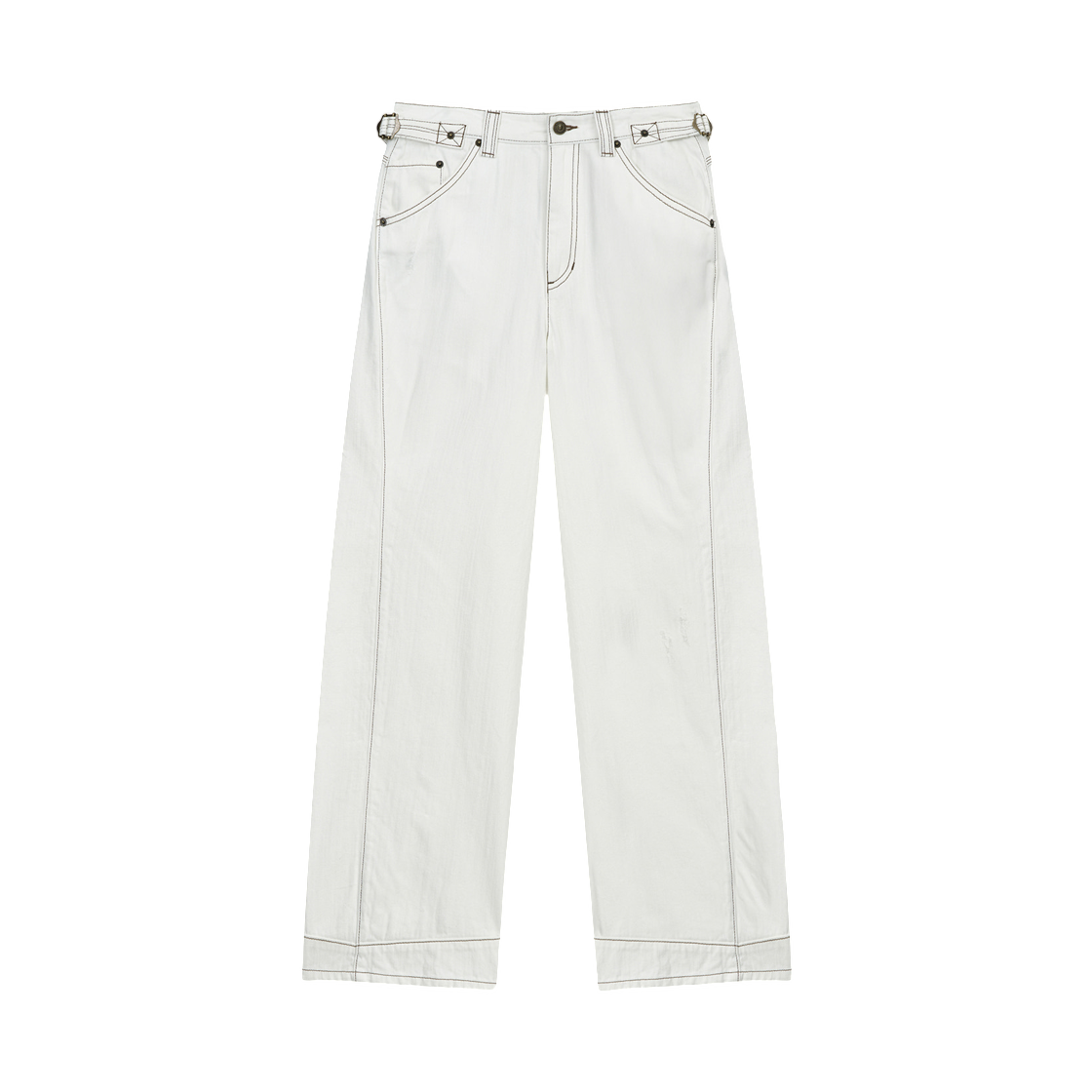 MK2611DN014MIV (W) Matin Kim Waist Buckle Stitch Point Twill Denim Pants In Ivory