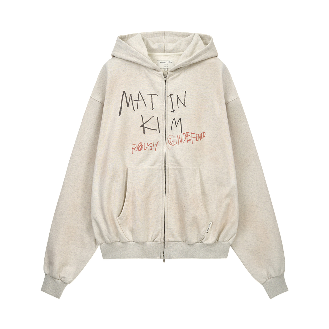 MK2611JP305UBE Matin Kim Vintage Washed Graffiti Hoody Zip Up In Beige