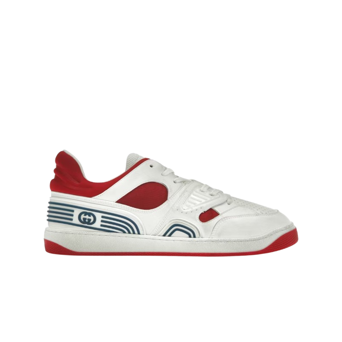 697882-2SHJ0-9090 Gucci Basket Sneakers White Red