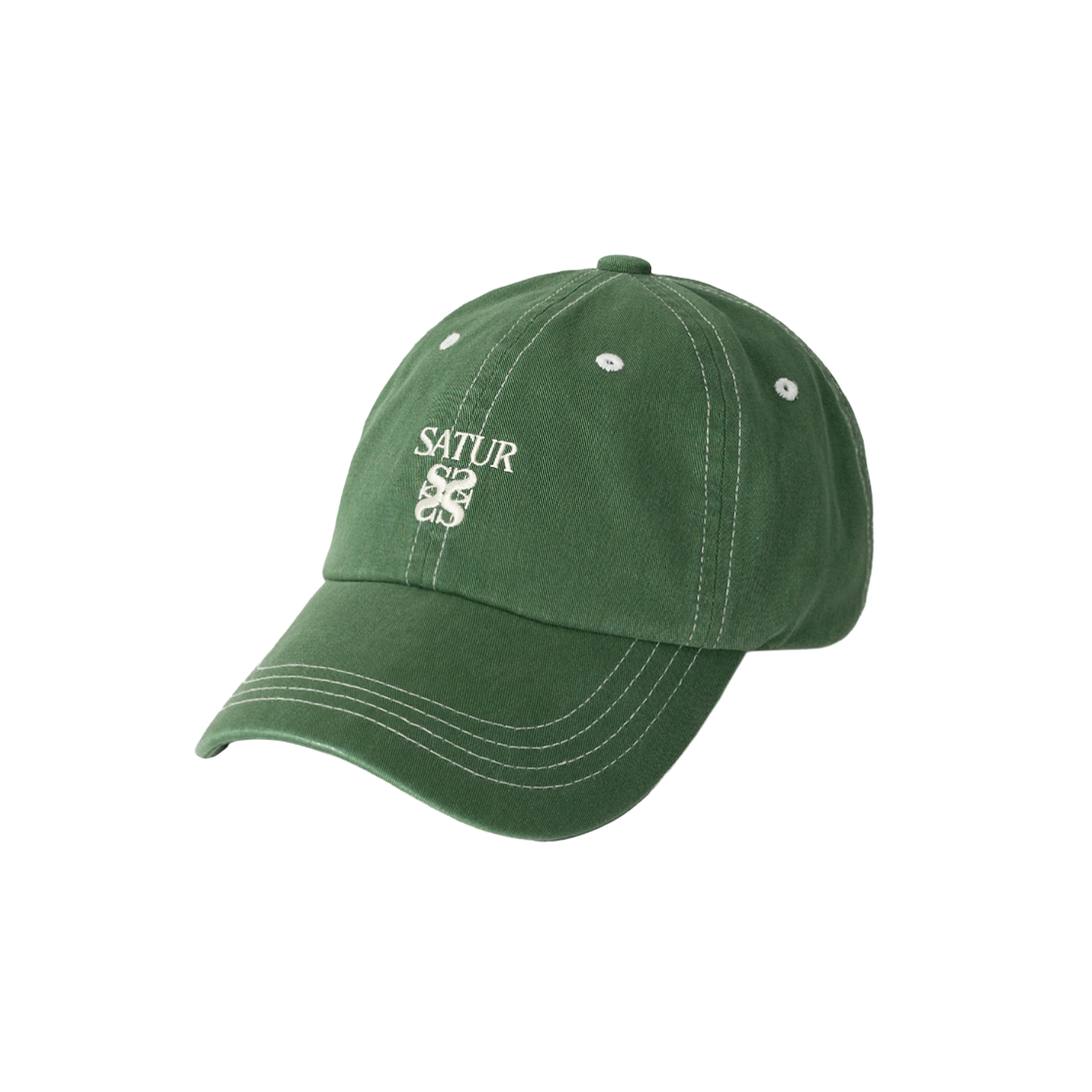 SA261UAP06GEN0 SATUR Contrast Color Stitch Dyed Ball Cap Green