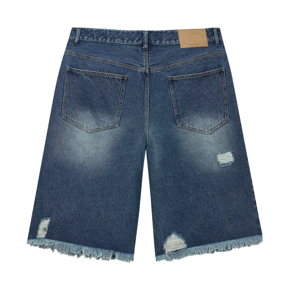 마뗑킴 디스트로이드 버뮤다 데님 팬츠 포 맨 네이비(Matin Kim Destroyed Bermuda Denim Pants For Men In Navy) - 2