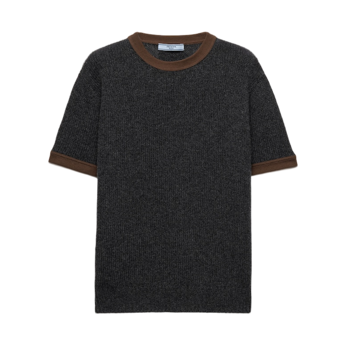 P24Z2H-18W4-F0EDL Prada Cashmere Crew-Neck Sweater Anthracite Gray Tobacco