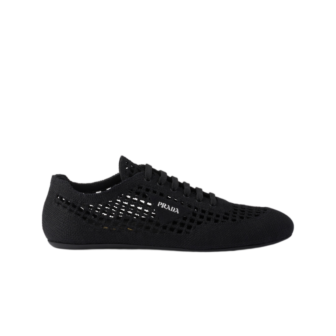 1E360O-2F46-F0002 (W) Prada Collapse Crochet Laced Sneakers Black
