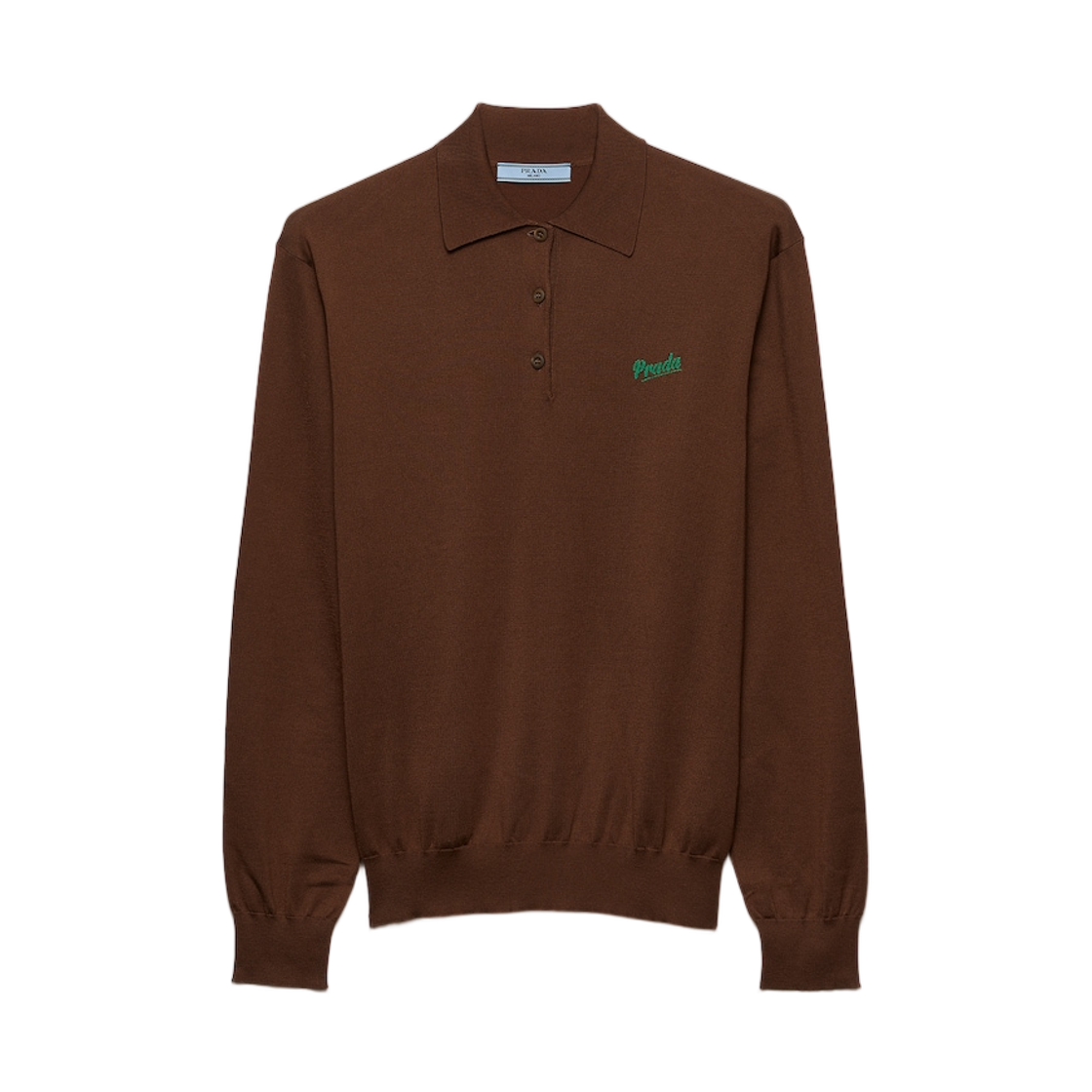 P24B3C-19DA-F0C0K Prada Silk Polo Shirt Tobacco Meadow