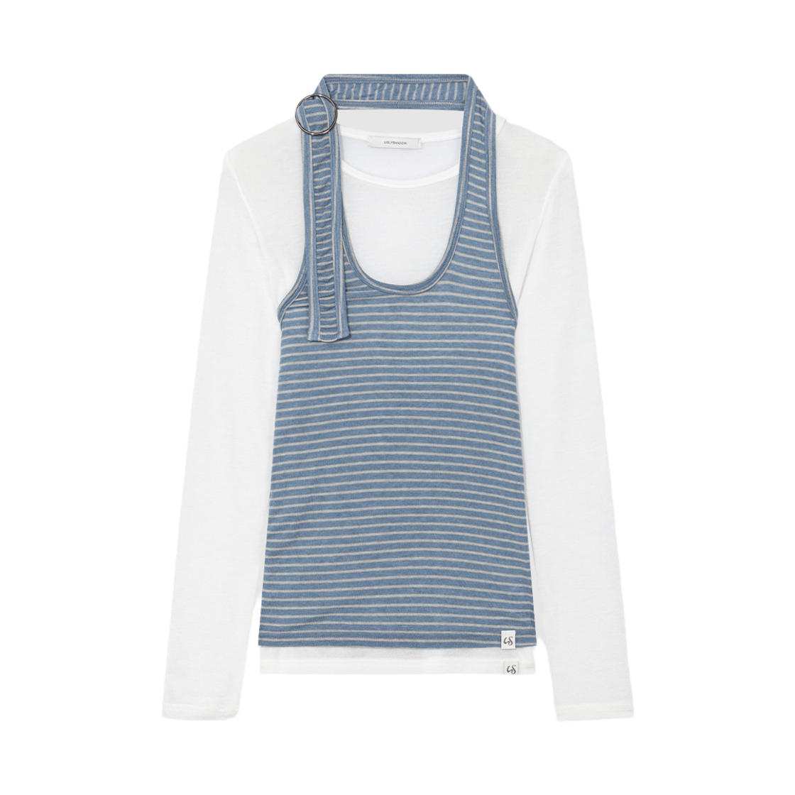 NSV018 UGLYSHADOW Striped Halter Neck Layered T-shirt Blue
