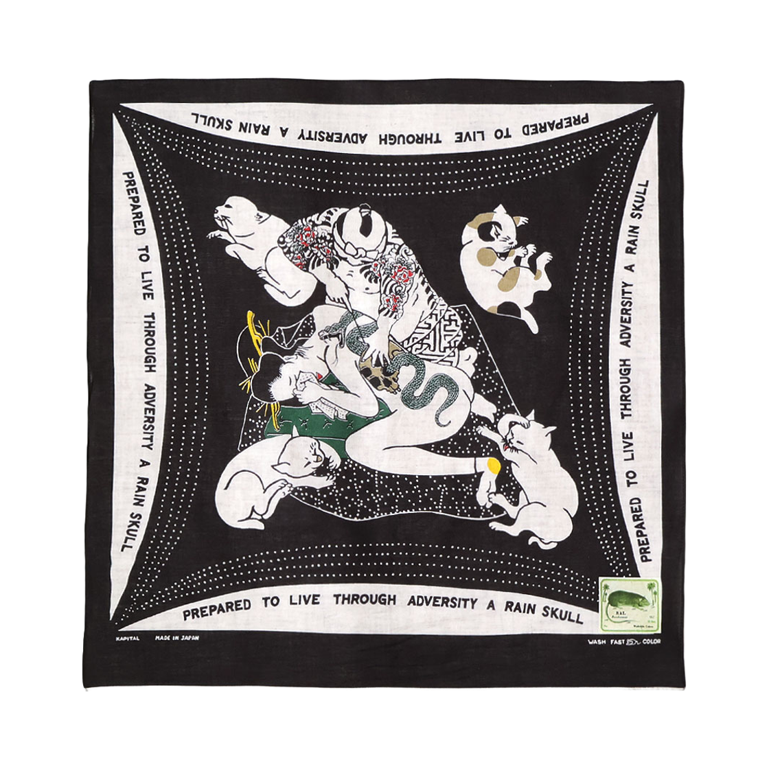 캐피탈 패스트컬러 셀비지 반다나 레인 스컬 노 우먼 노 크라이 블랙