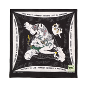 Kapital Fastcolor Selvedge Bandana Rain Skull No Woman No Cry Black