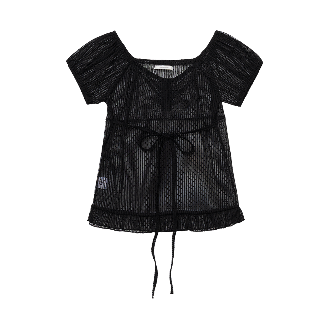 어글리쉐도우 도트 셔링 블라우스 블랙(UGLYSHADOW Dot Shirring Blouse Black) - 2