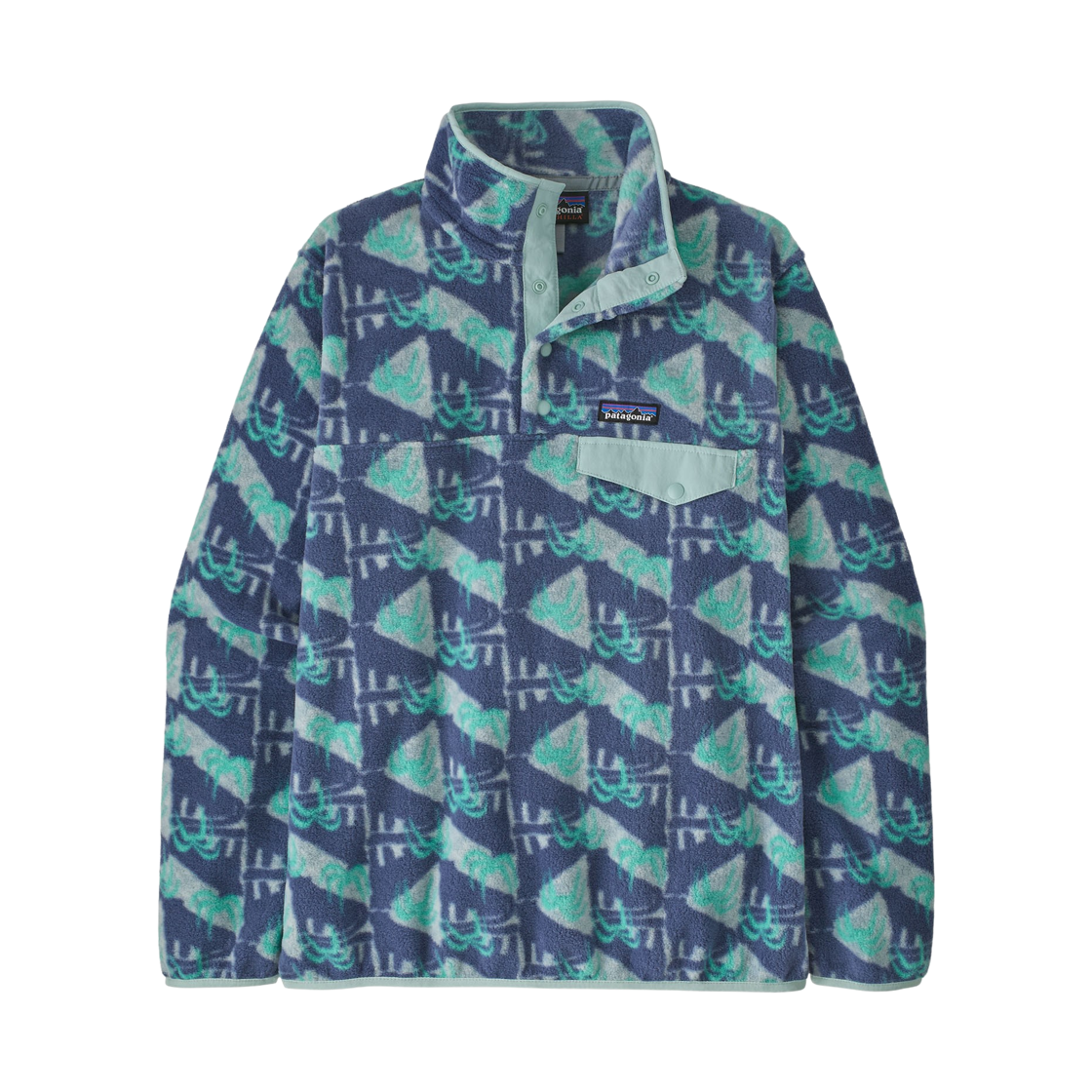 (W) 파타고니아 라이트웨이트 신칠라 스냅-T 플리스 풀오버 재규어 지오 블루 세이지((W) Patagonia Lightweight Synchilla Snap-T Fleece Pullover Jaguar Geo Blue Sage) - 1