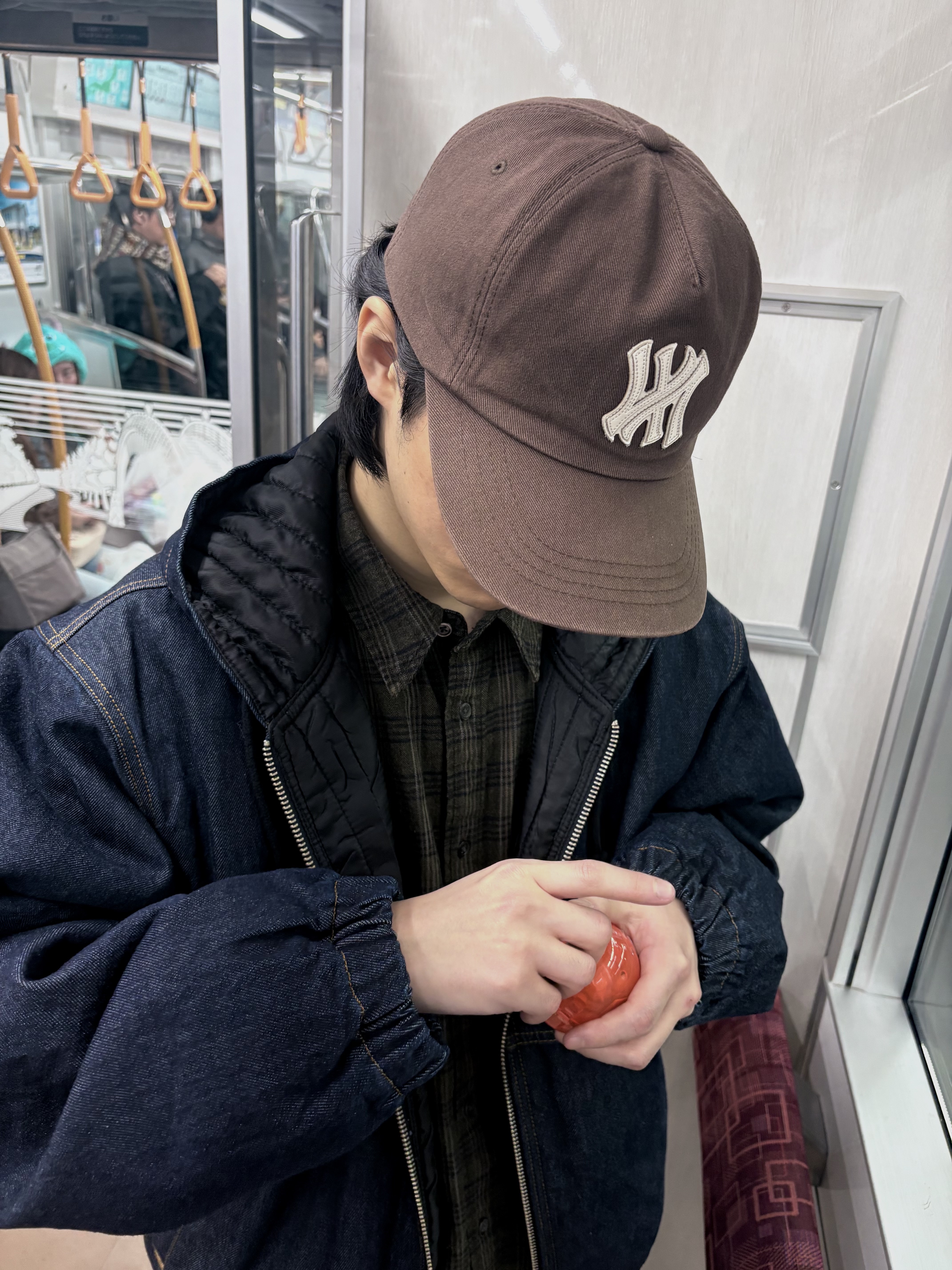 Farfromwhat Far Patch Logo Cap Brown, Stussy Denim Insulated Work Jacket Raw Denim Indigo 착용 스타일 - 8
