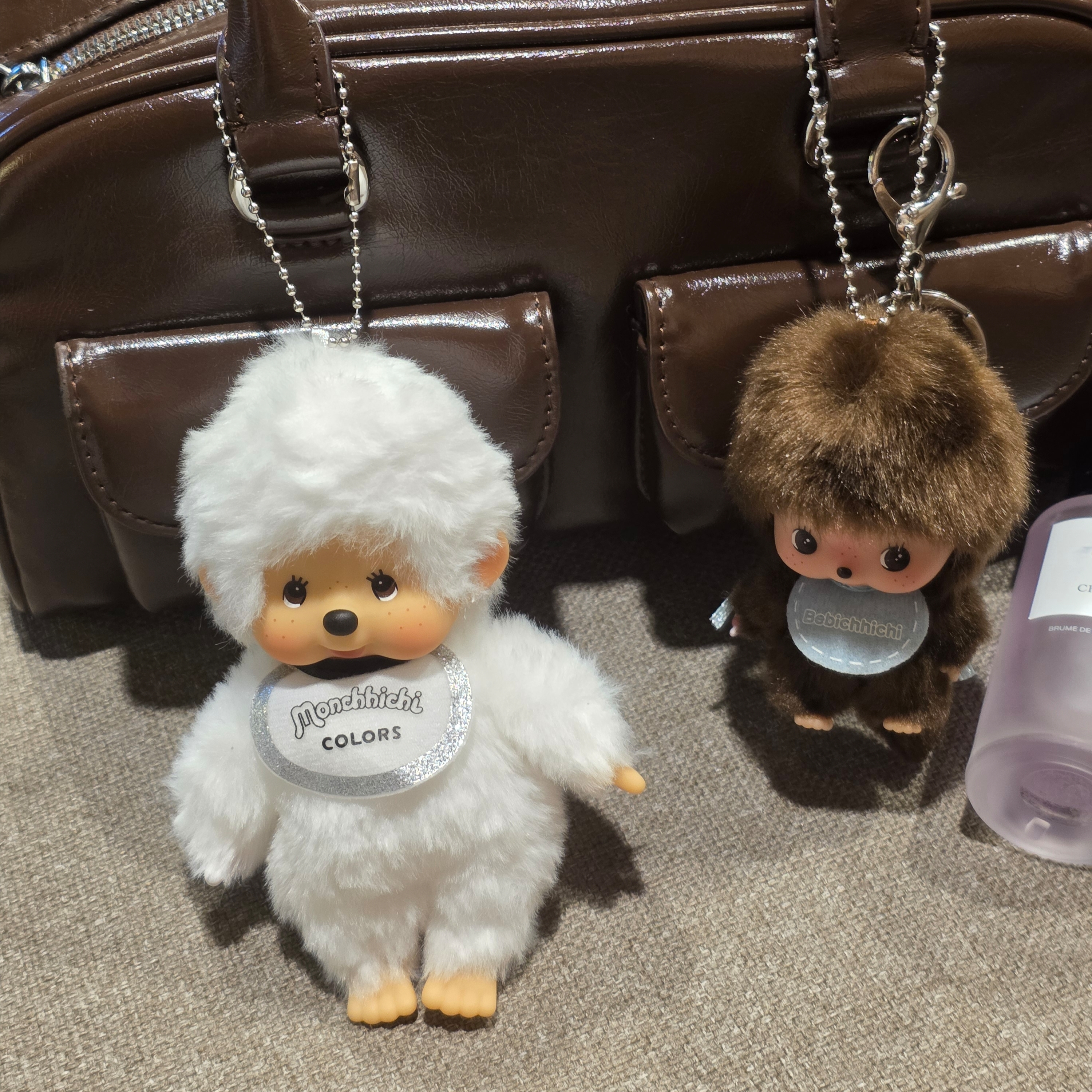 Monchhichi Colors Key Chain White, Monchhichi Bebichhichi Bighead SS Boy Key Chain Blue 착용 스타일
