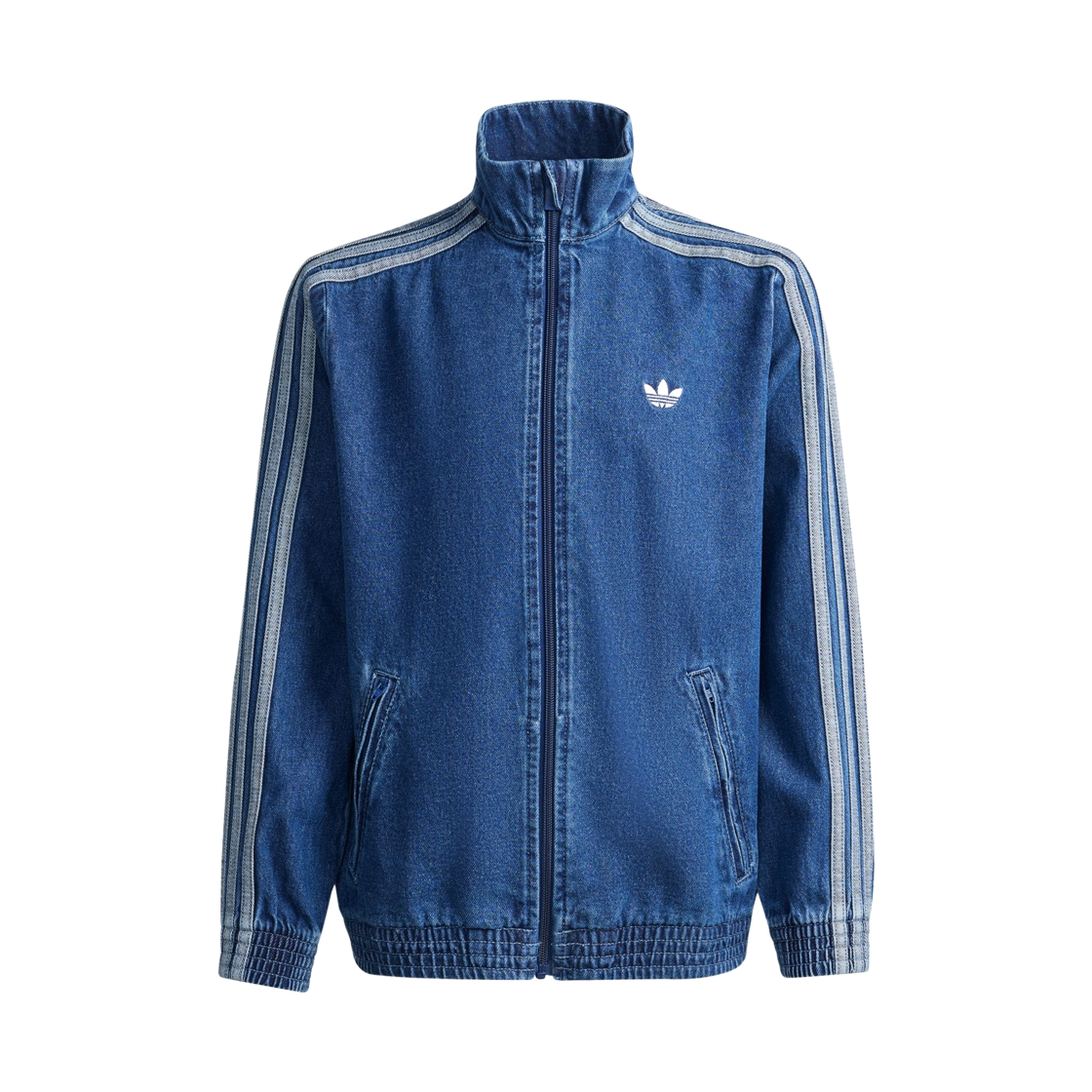 (키즈) 아디다스 오리지널스 파이어버드 데님 트랙 탑 블루 - US 사이즈((Kids) Adidas Originals Firebird Denim Track Top Blue - US Sizing) - 1