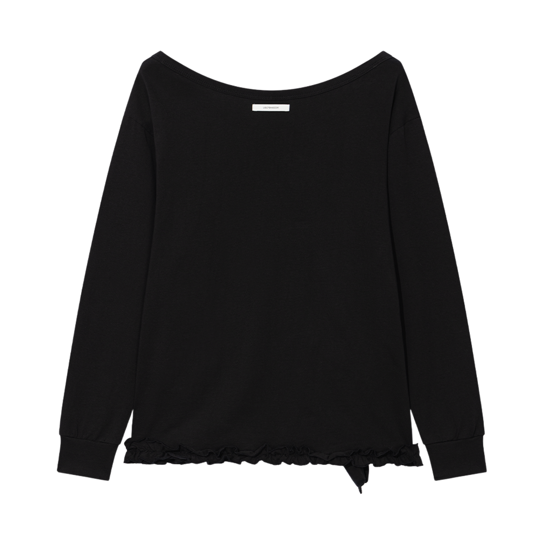 NSV017 UGLYSHADOW Buckle Off-Shoulder T-shirt Black