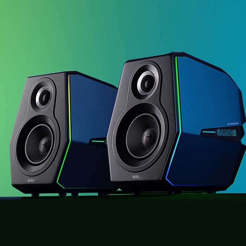 브리츠 BR-MEC2000 블루투스 2채널 게이밍 PC 컴퓨터 북셸프 스피커(BRITZ BR-MEC2000 Bluetooth 2-Channel Gaming PC Computer Bookshelf Speaker) - 2