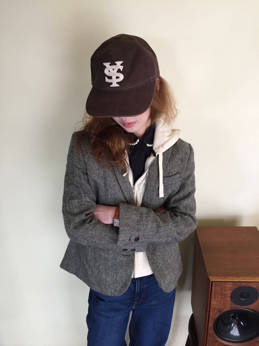 Sunday Ceremony Sy Logo 5 Panel Cotton Cap - Brown 착용 스타일 - 2