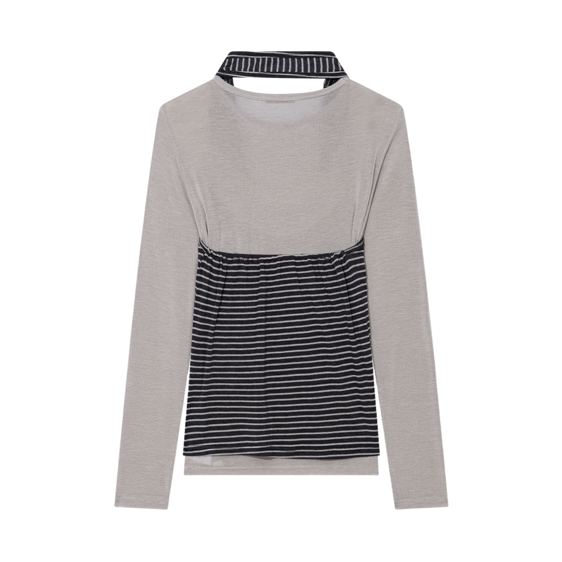 어글리쉐도우 스트라이프 홀터넥 레이어드 티셔츠 챠콜(UGLYSHADOW Striped Halter Neck Layered T-shirt Charcoal) - 2