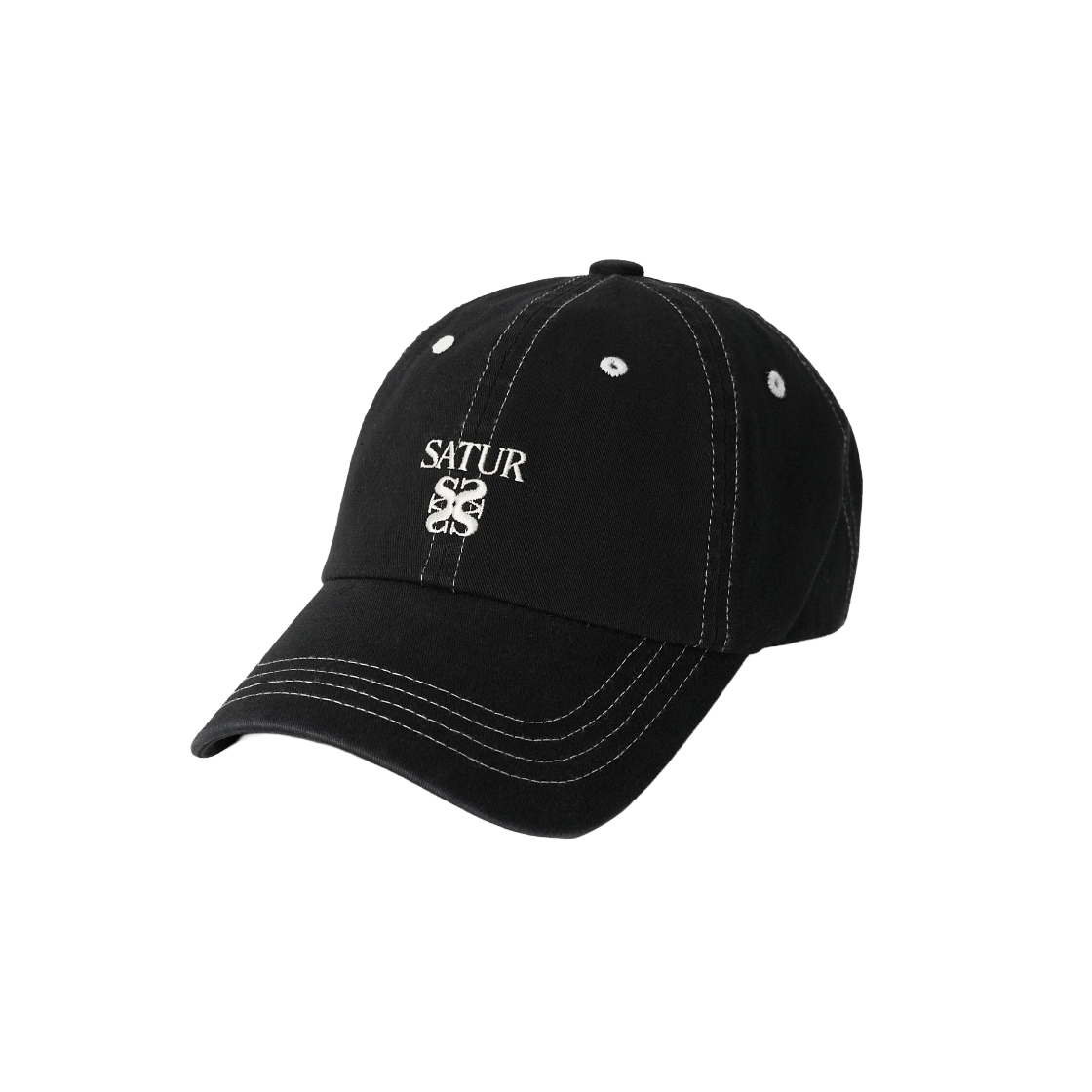 세터 콘트라스트 컬러 스티치 다이드 볼캡 블랙(SATUR Contrast Color Stitch Dyed Ball Cap Black)