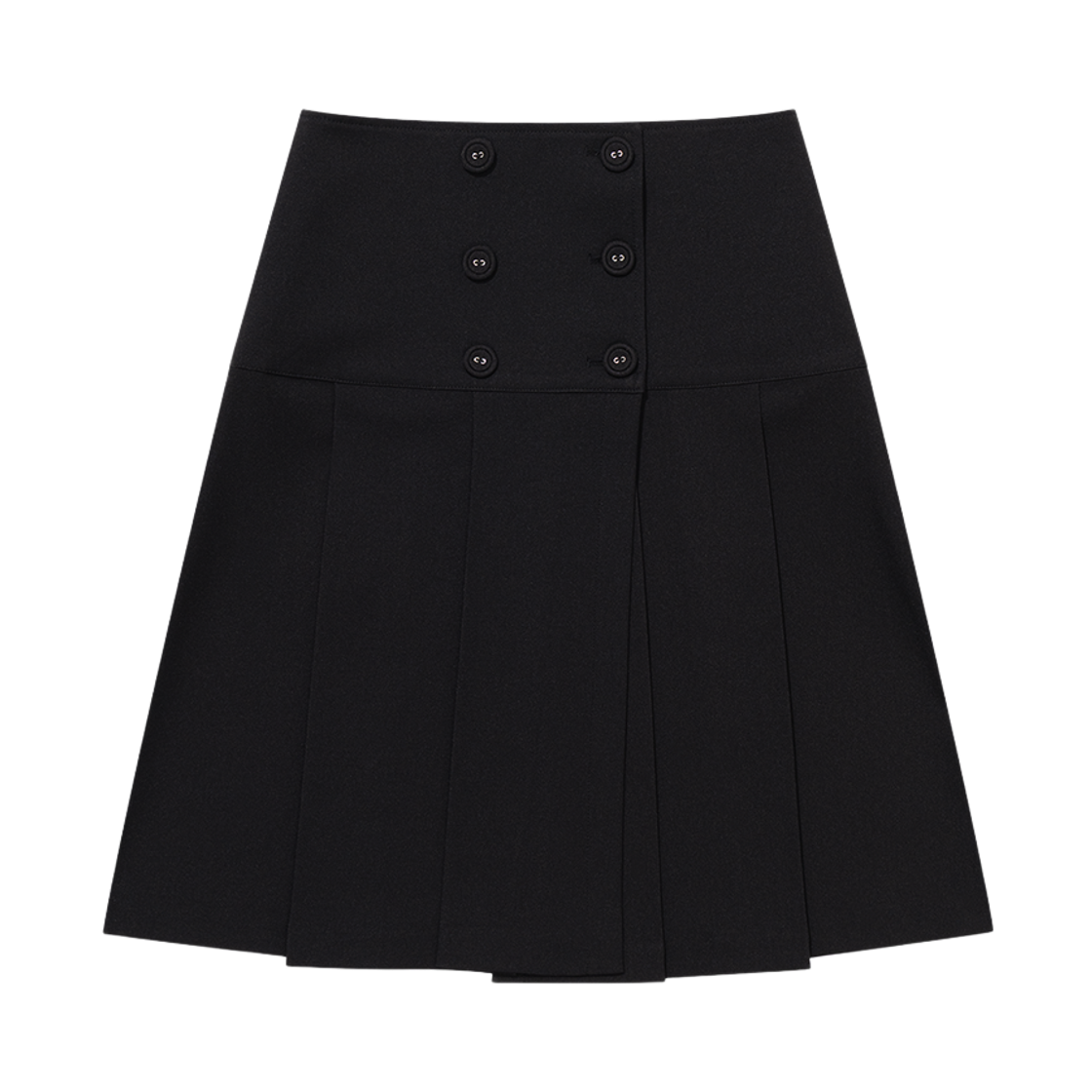 NSV029 UGLYSHADOW Button Double Pleated Midi Skirt Black