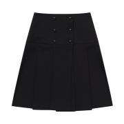UGLYSHADOW Button Double Pleated Midi Skirt Black