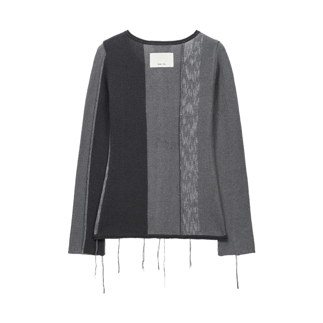 (W) 마뗑킴 컬러 블록 슬림 니트 가디건 차콜((W) Matin Kim Color Block Slim Knit Cardigan In Charcoal) - 2