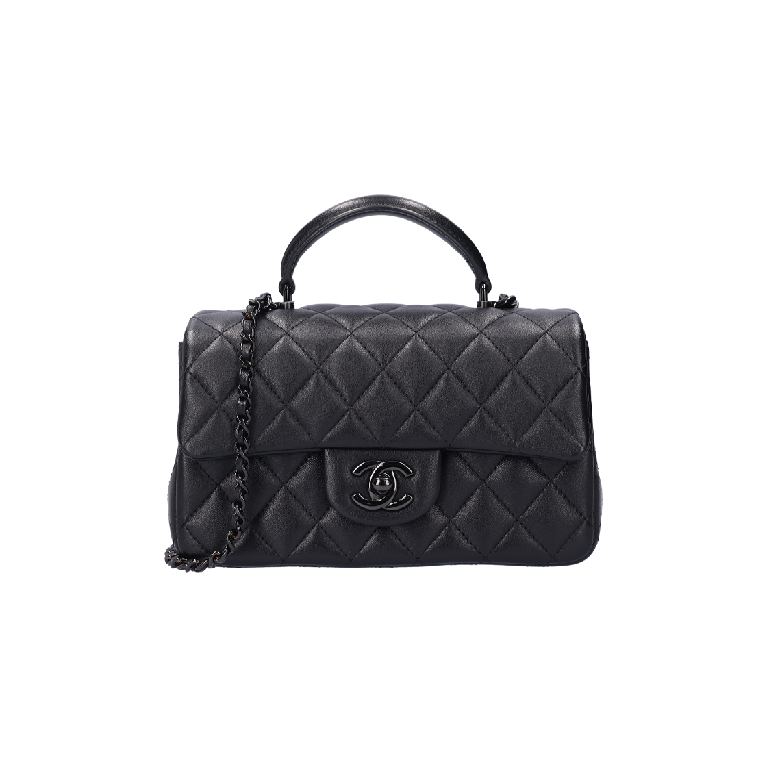 샤넬 AS2431 탑핸들 뉴미니 플랩백 램스킨 블랙(Chanel AS2431 Top Handle New Mini Flap Bag in Black Lambskin) - 1
