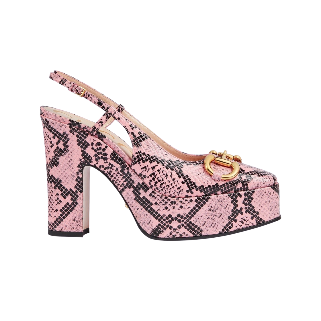 723837-19Y00-5815 (W) Gucci Python Print High Heel Pumps Pink Black