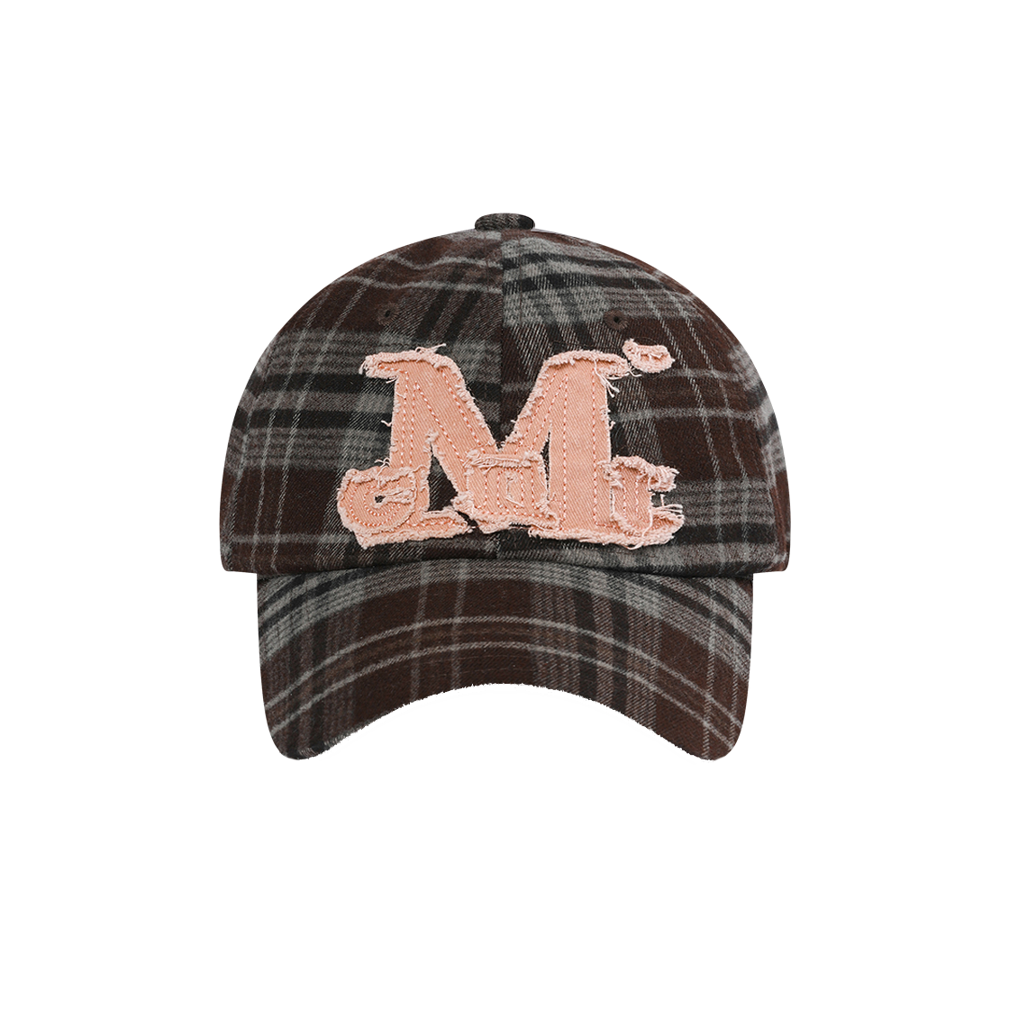 무센트 빈티지 워싱 아플리케 볼캡 체크 브라운(MUCENT Vintage Washing Applique Ball Cap Check Brown)
