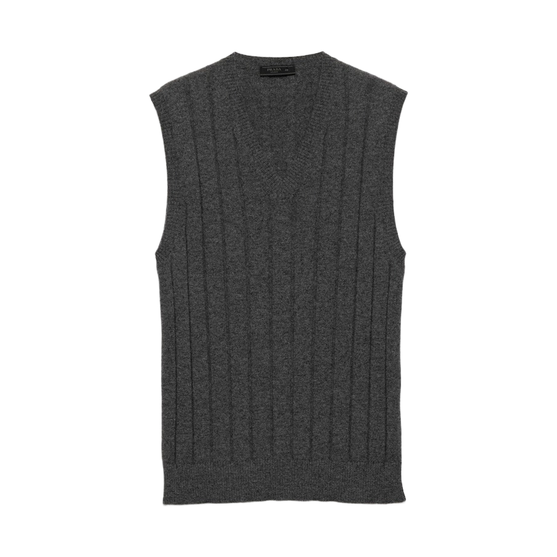 UMT530-188Z-F0480 Prada Cashmere V-Neck Vest Slate Gray