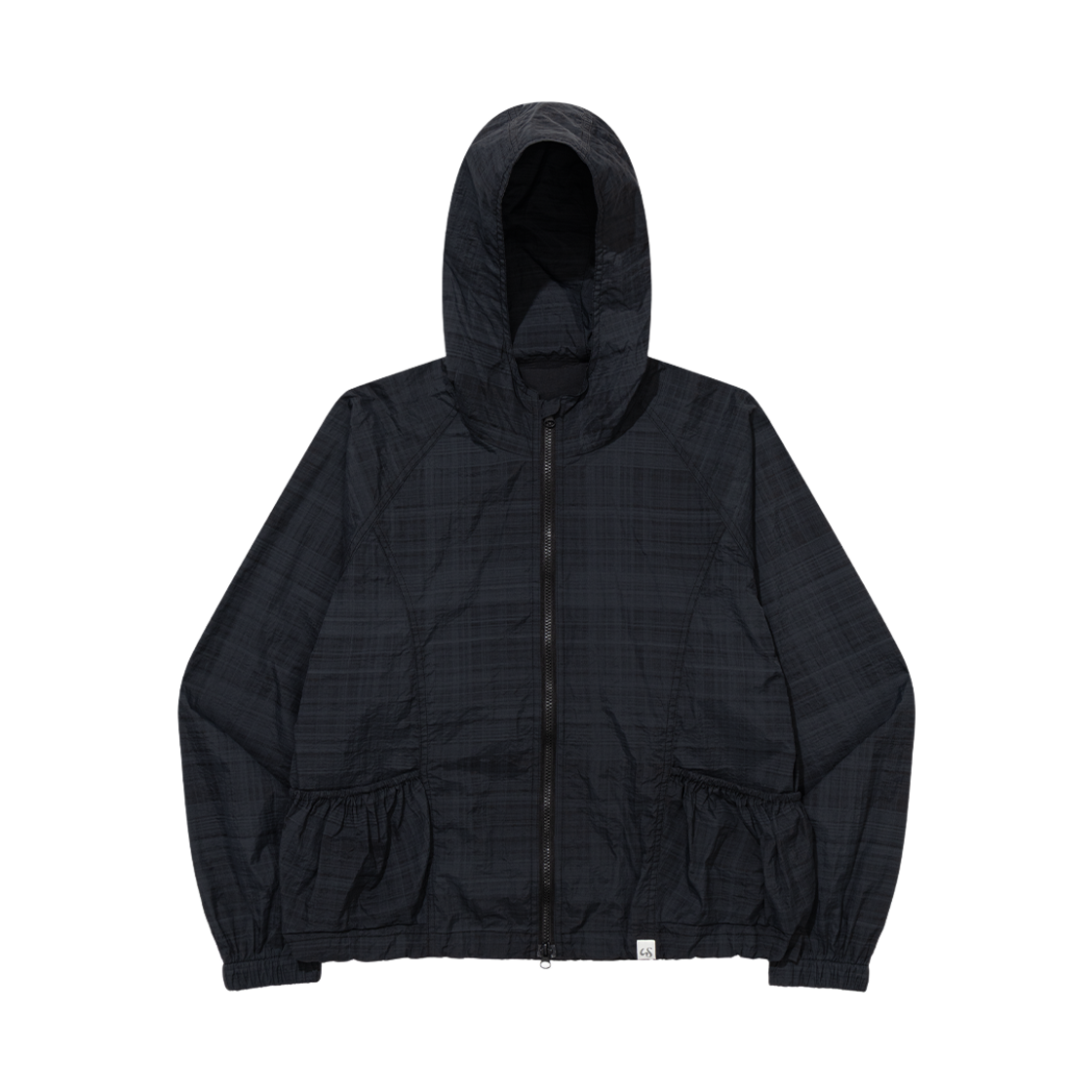 NSV008 UGLYSHADOW Ruffle Checkered Windbreaker Jacket Black